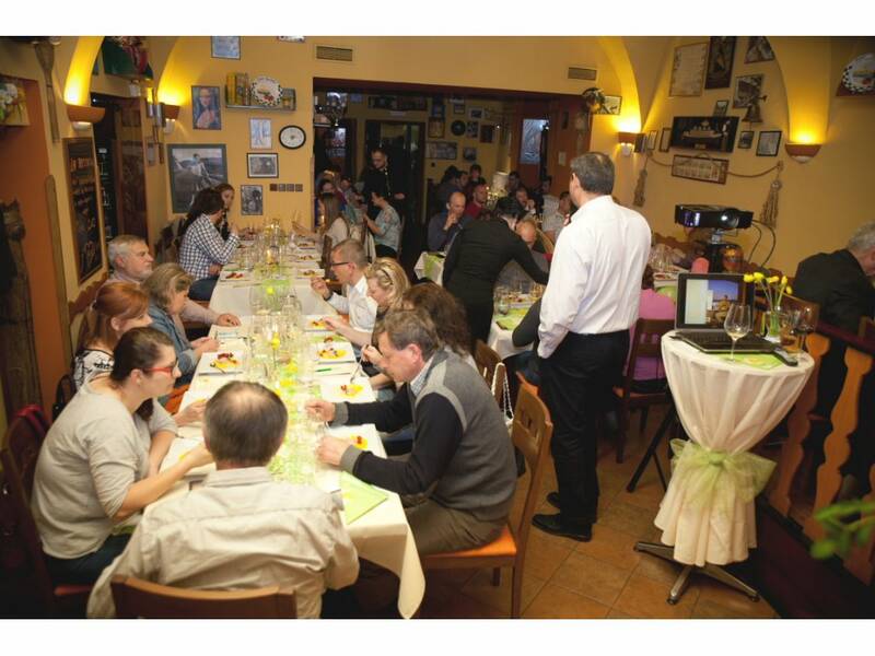 Guests eating dessert